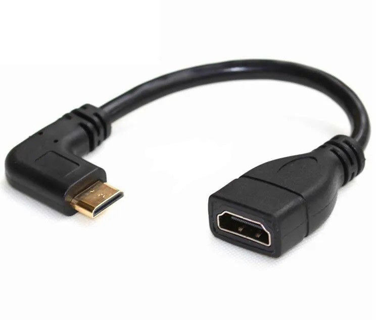 Кабель адаптер кутовий Mini HDMI — HDMI (M/F) Full HD, 16 см (Right)