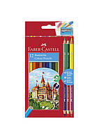 Набор карандашей 12 цв. FABER CASTELL Замок + 3 двуцветных + точилка (110312)