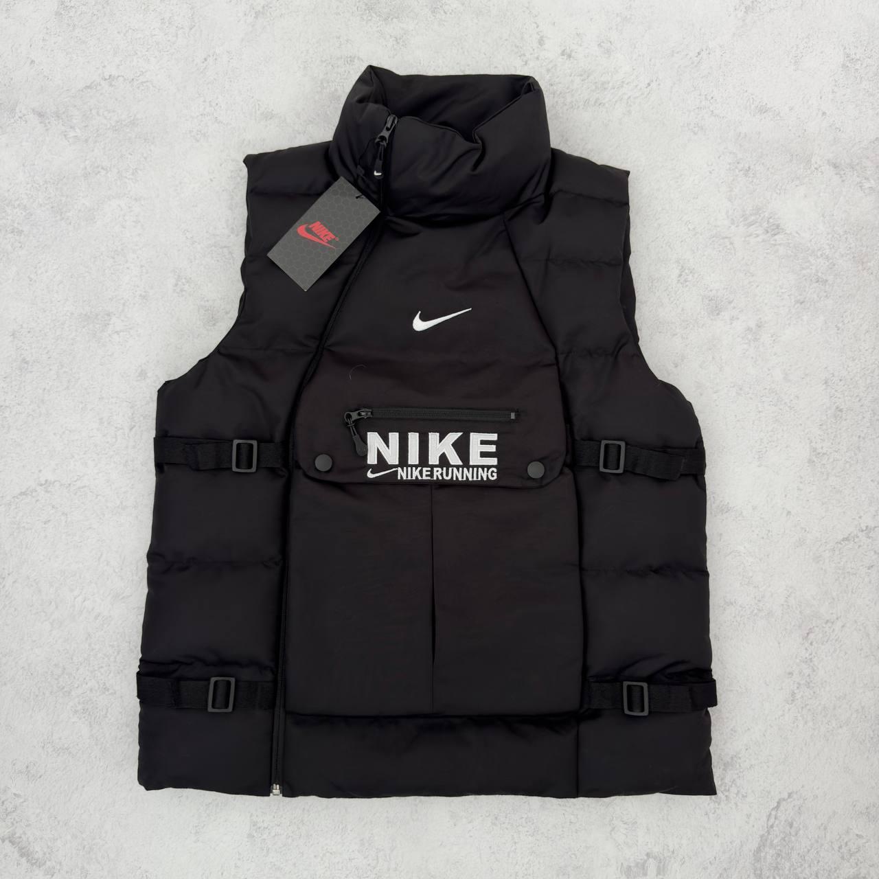 Чоловіча жилетка Nike чорна без капюшона з плащової тканини весняна осіння Безрукавка Найк демісезонна