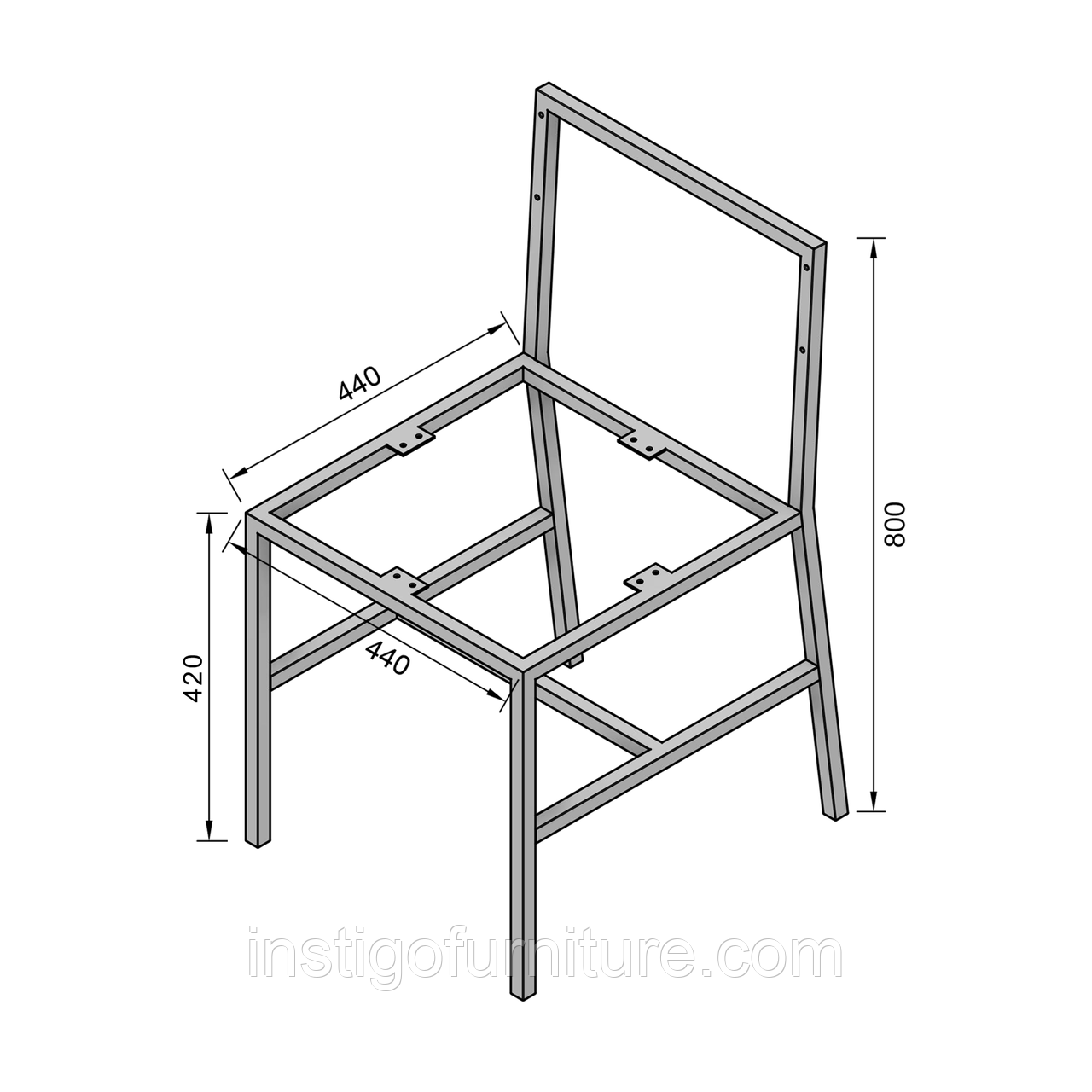 Каркас для стула из металла 440×440mm, H=800mm - фото 5 - id-p468567730
