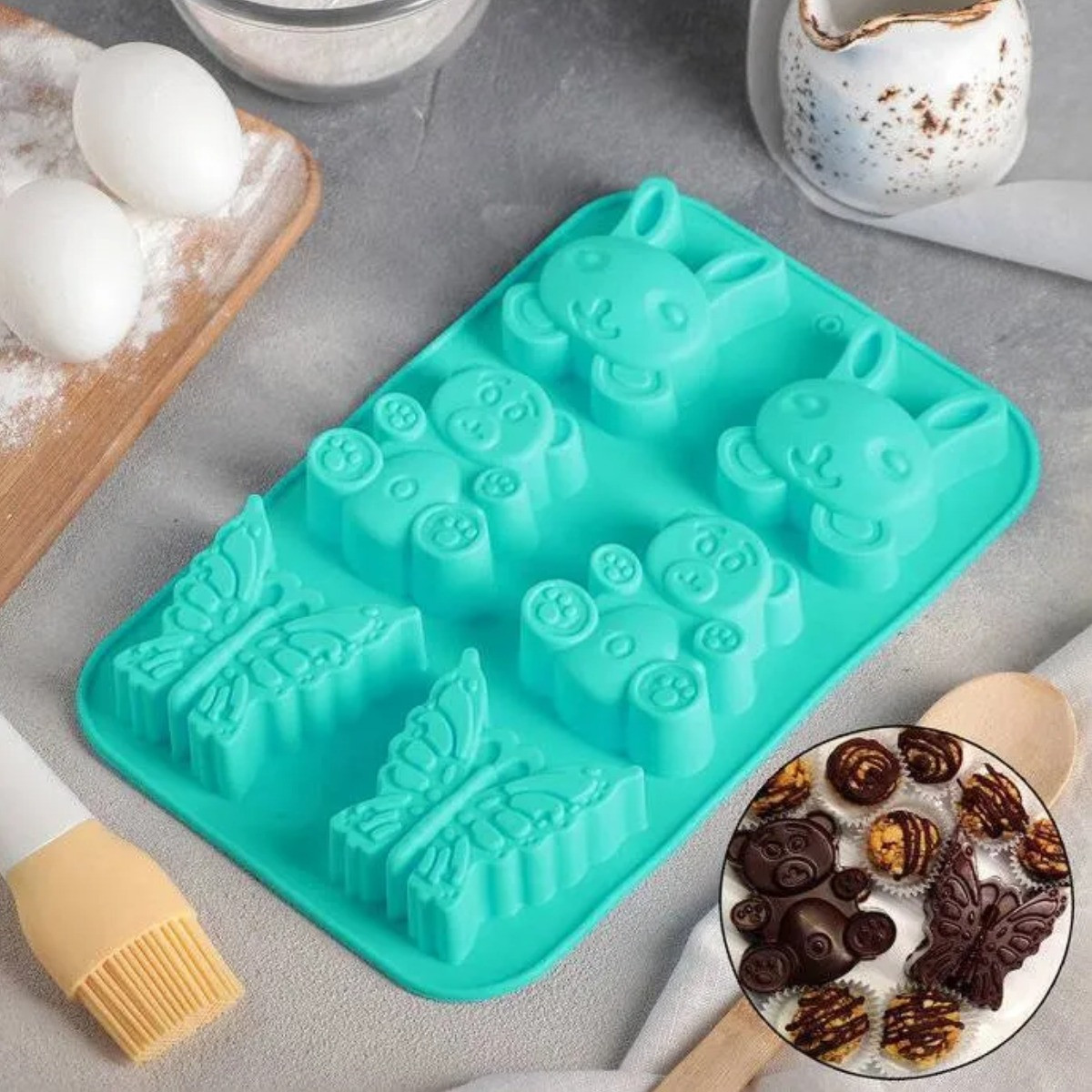 Форма для випікання силіконова A-PLUS "Метелик Зайчик Ведмедик" (1961 G)