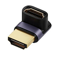 Переходник угловой HDMI - HDMI M/F LED Metal (v2.1, 48Gbps, 8К/4К) A8K-04