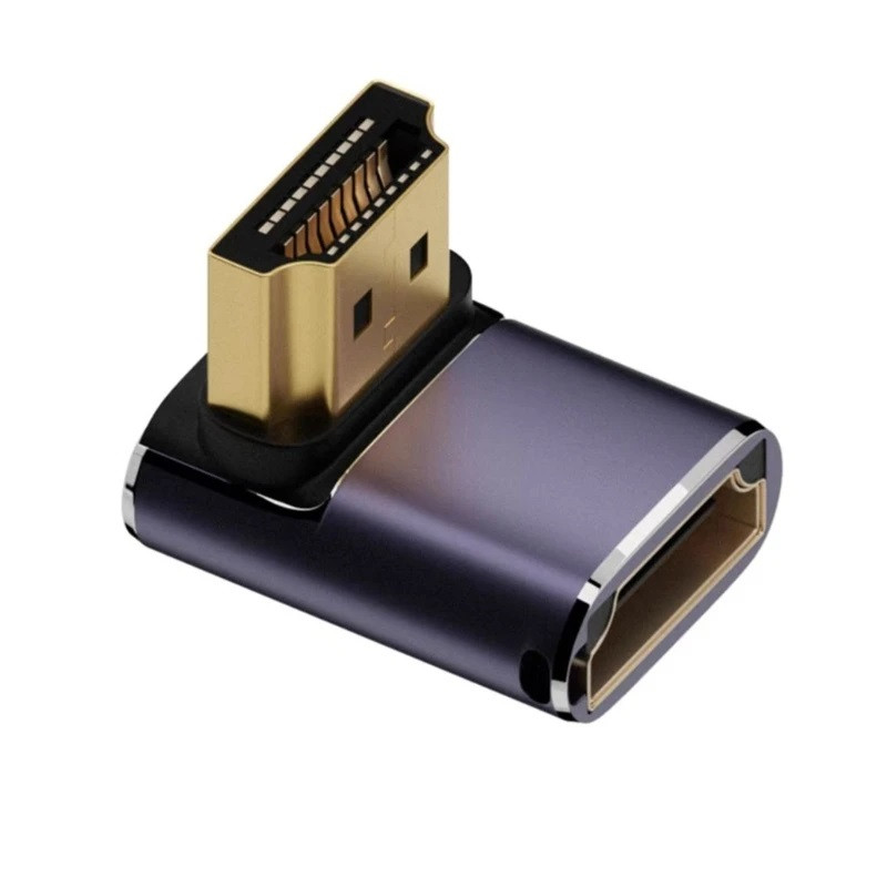 Перехідник адаптер кутовий HDMI — HDMI M/F LED Metal (v2.1 48Gbps 8К) A8K-07