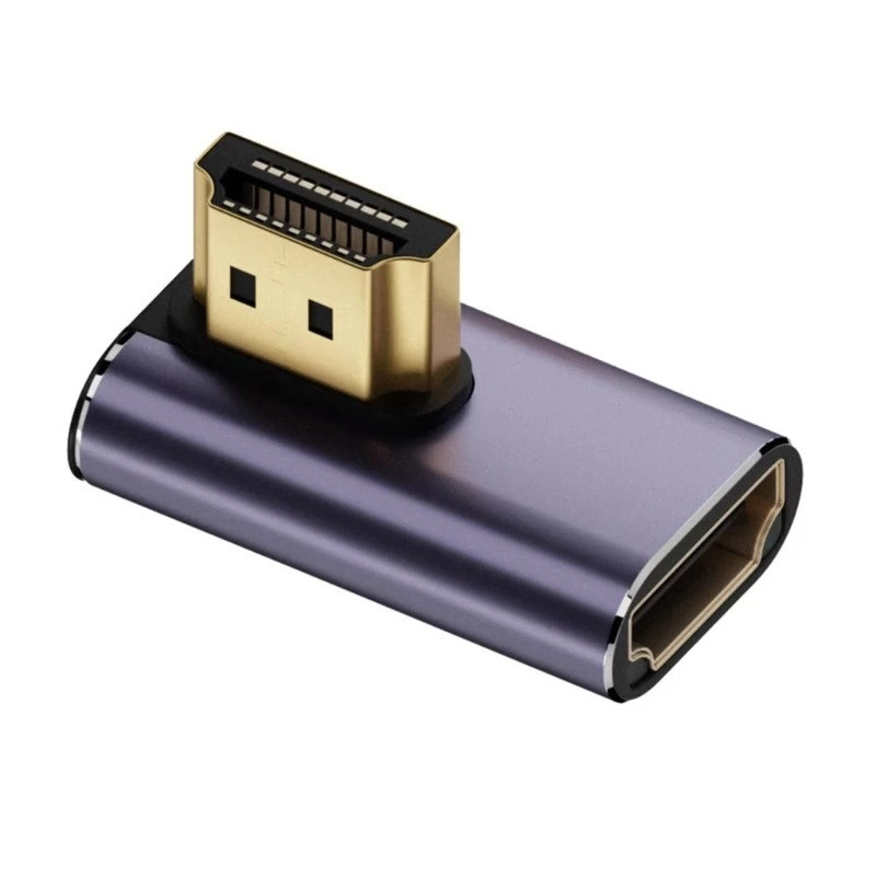 Перехідник кутовий HDMI — HDMI M/F LED Metal (v2.1, 48Gbps, 8К/4К) A8K-10