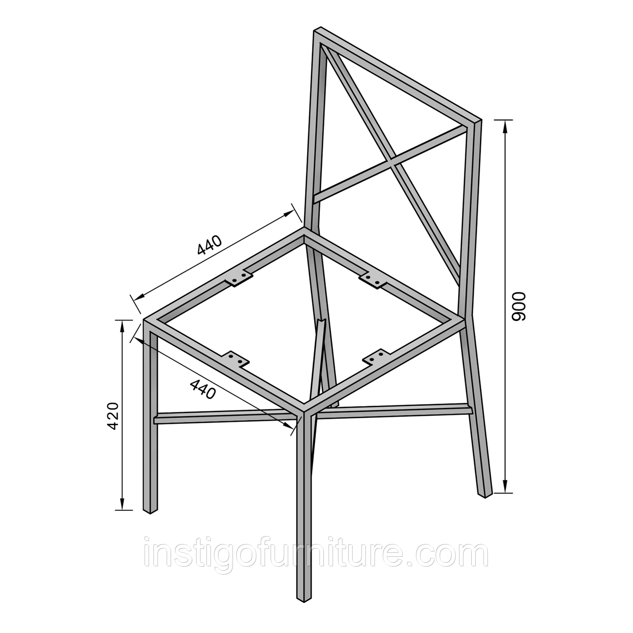 Каркас для стула из металла 440×440mm, H=900mm - фото 5 - id-p475169028