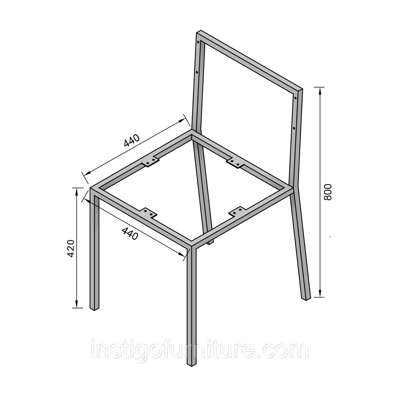 Каркас для стула из металла 440×440mm, H=800mm - фото 5 - id-p475171365