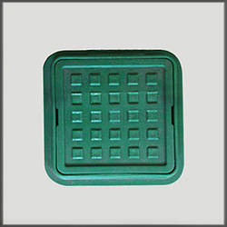 Каналізаційний люк квадратний "Ромашка" 1,5т 260х370 полімерний (зелений)