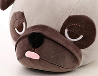 М'яка іграшка-антистрес у формі собачки мопс із ковдром, подарунок для дітей, сірий