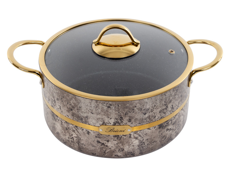 Каструля антипригарна зі скляною кришкою Brioni Selection Cream 24 см 4 л 3,5 мм завтовшки 1764-061