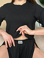 Жіноча піжама трикотажна для жінок кофта і шорти костюм для дому жіночий 7443, фото 3