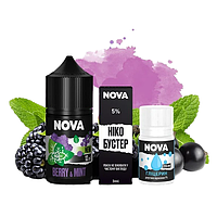 Набір для рідини Nova 30ml 5% Berry Mint (Ягоди М'ята), сольовий самозаміс, для самостійного приготування