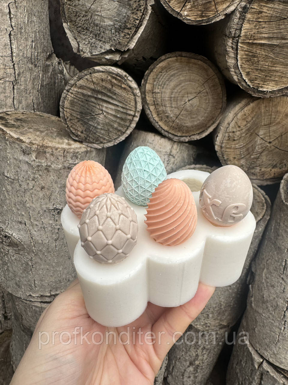 Ексклюзив! Авторский силіконовий молд для шоколаду та ін  "ЗД яйця з декором по 4 см", фото 1
