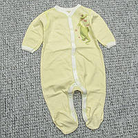 ОПТОМ от 3 шт Хлопковый трикотажный нательный человечек на кнопках для новорожденных из кулира 7103 ЖЛТ
