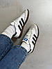 Чоловічі кросівки Adidas Samba og Gray White Black Взуття Адідас Самба біло-сірі шкіра замш низькі весна осінь, фото 8