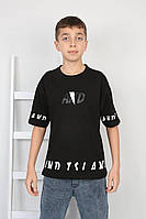 Качественная футболка черного цвета с принтом для мальчика