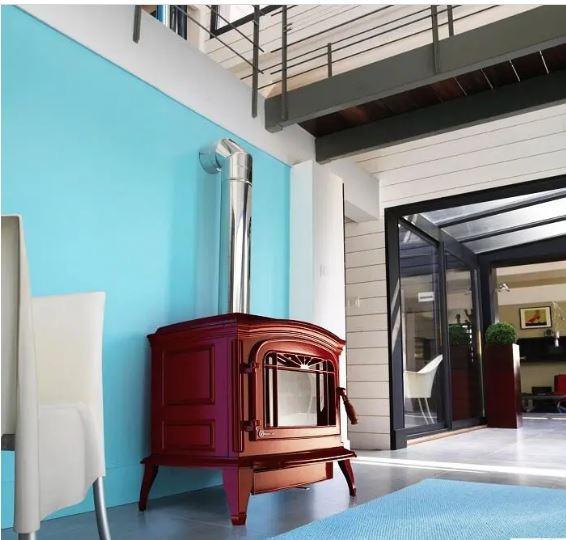 Піч-камін BRADFORD червона емаль Invicta, фото 1