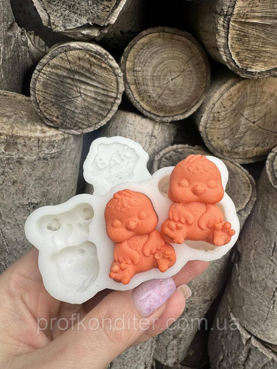 Ексклюзив! Авторский силіконовий молд для шоколаду та ін  "Цукерки-циплята (3шт)", фото 1