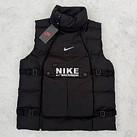 Мужская жилетка Nike безрукавка спортивная жилет стеганый Турция черная. Живое фото