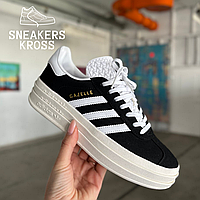 Жіночі кросівки Adidas Gazelle Bold Platform Black White, Кросівки Адідас Газелі Болд