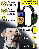 Ошейник для собак с электрошокером, Электронные ошейники для дрессировки собак, Ошейник с пультом до 800м, AST