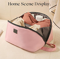 Косметична сумка-органайзер жіноча, Дорожній органайзер для зберігання спідньої білизни та шкарпеток Рожевий