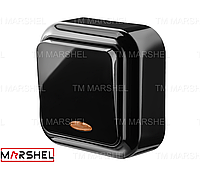 Выключатель одноклавишный со световой индикацией серия "MAGLEV BLACK" наружной установки TM"MARSHEL"
