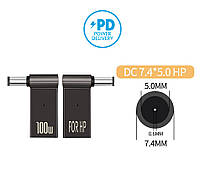 Адаптер переходник PD 100W для зарядки ноутбуков от повербанка USB-C B 7.5x5.0mm HP