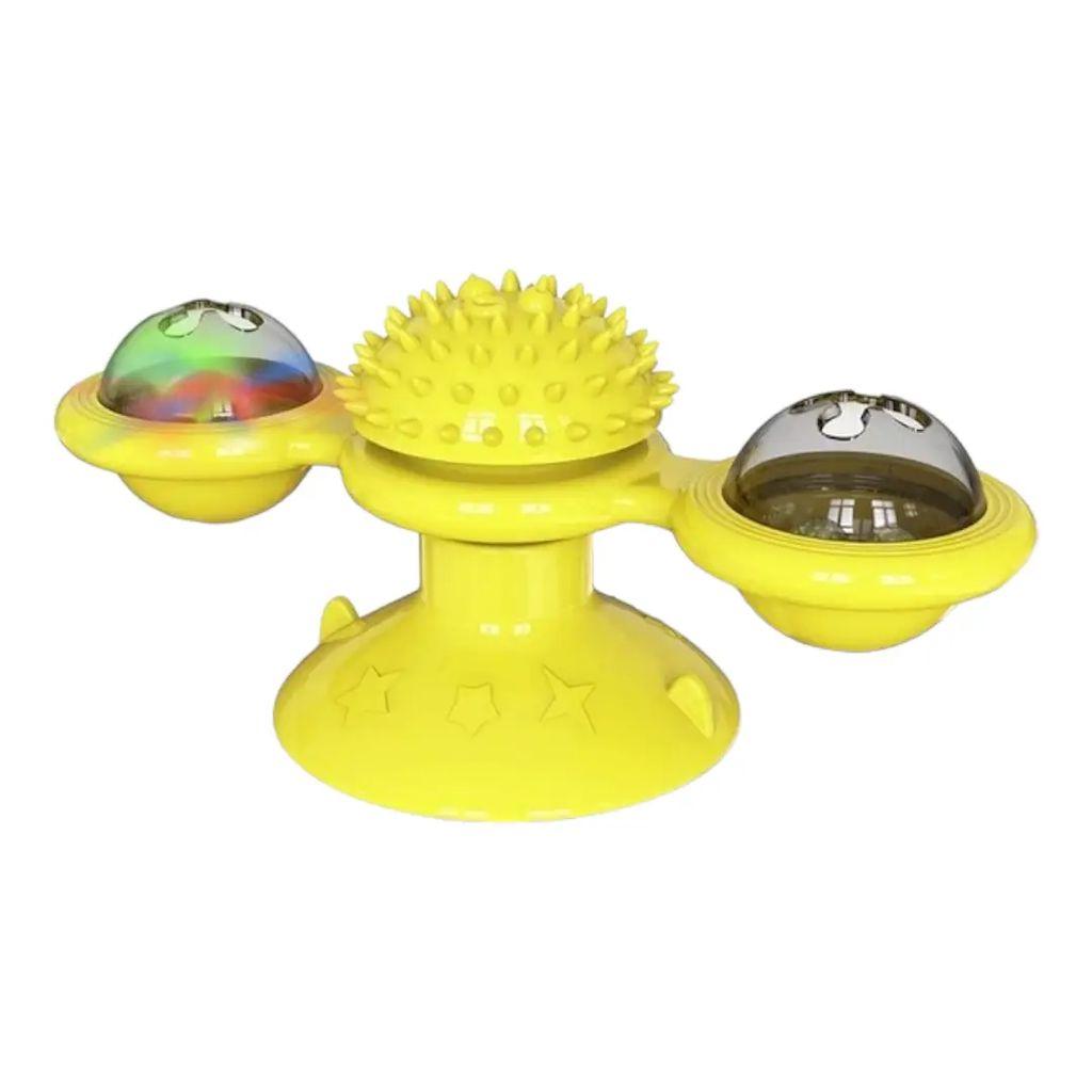 Інтерактивна іграшка спінер на присосці для котів жовтий
