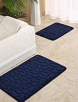Набор ковриков для ванной YourFind Stonе PREMIUM с эффектом памяти, антискользящий 2 шт 80х50 и 60х40 Синий