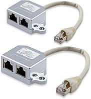 Kwmobile 2x Разветвитель сетевого кабеля - Подключение ISDN Двойной адаптер - Сетевой кабель T-адаптер