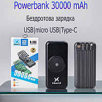 Портативное зарядное устройство Powerbank Повербанк 30000 mAh с беспроводной зарядкой MSC