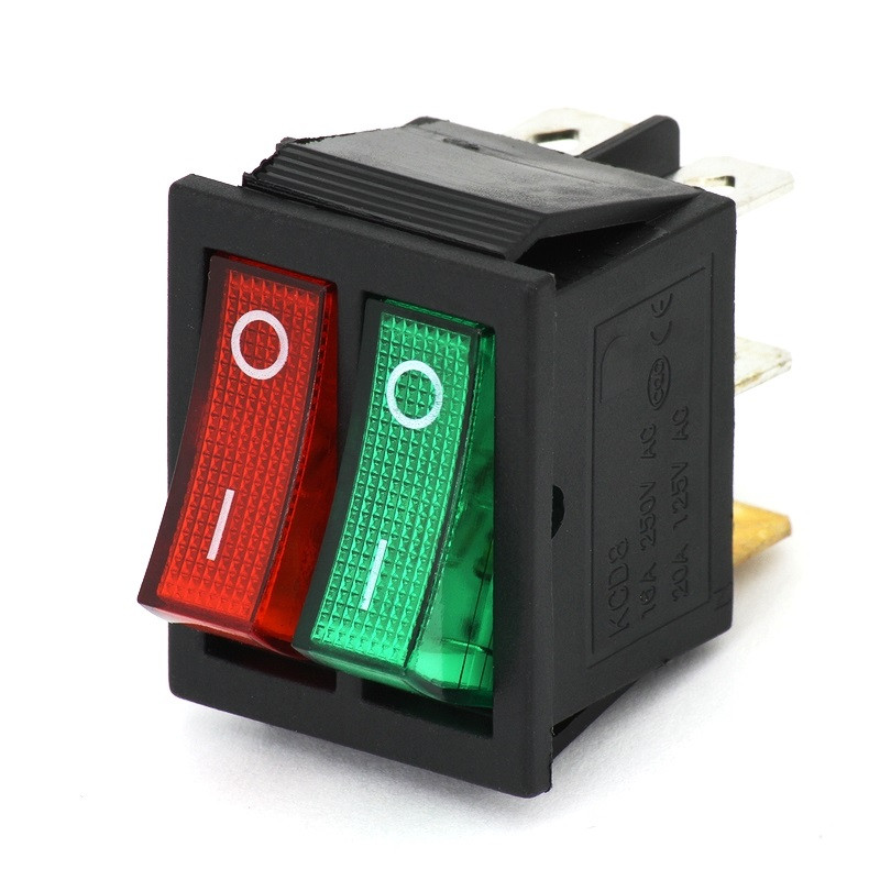 Перемикач KCD8 250V 15 А зелений червоний, фото 1