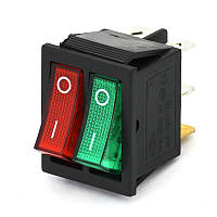 Перемикач KCD8 250V 15 А зелений червоний