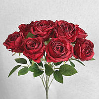 Букет зі штучних 9 бордових троянд BR 0906
