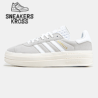 Жіночі кросівки Adidas Gazelle Bold Platform Grey White, Кросівки Адідас Газелі Болд