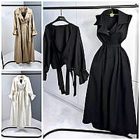 Сукня-тренч класичне ділове жіноча Чорна Молочна Бежева