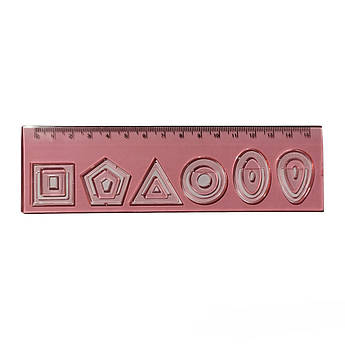 Шкільна лінійка з геометричними фігурами 16,5 см, 1009 рожева