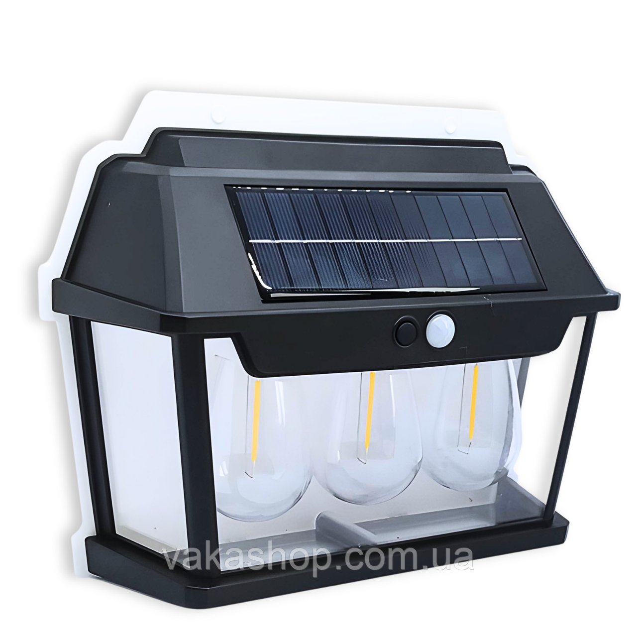 Настенный Уличный Фонарь с солнечной панелью (3 лампы+датчик движения) на аккумуляторе водонепроницаемый - фото 2 - id-p2075686307