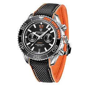 Чоловічий водонепронікний наручний годинник Pagani Design PD-1711 Silver-Black хомаж Omega Seamaster