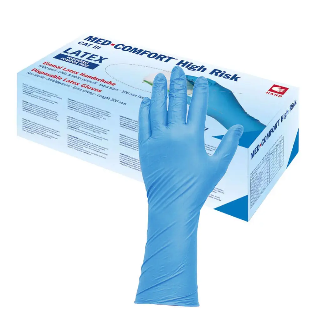 Перчатки AMPri латексные, неопудренные, AMPri Med Comfort High Risk 16 граммов (50 шт/25 пар), Темно синий - фото 1 - id-p2137615761
