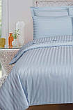 Комплект постільної білизни Страйп сатин Ніжно блакитний Двоспальний розмір 180х220, фото 2