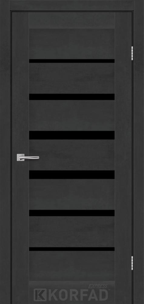 Двері міжкімнатні Korfad Express Pesto - Бетон графіт (з чорним склом), фото 1