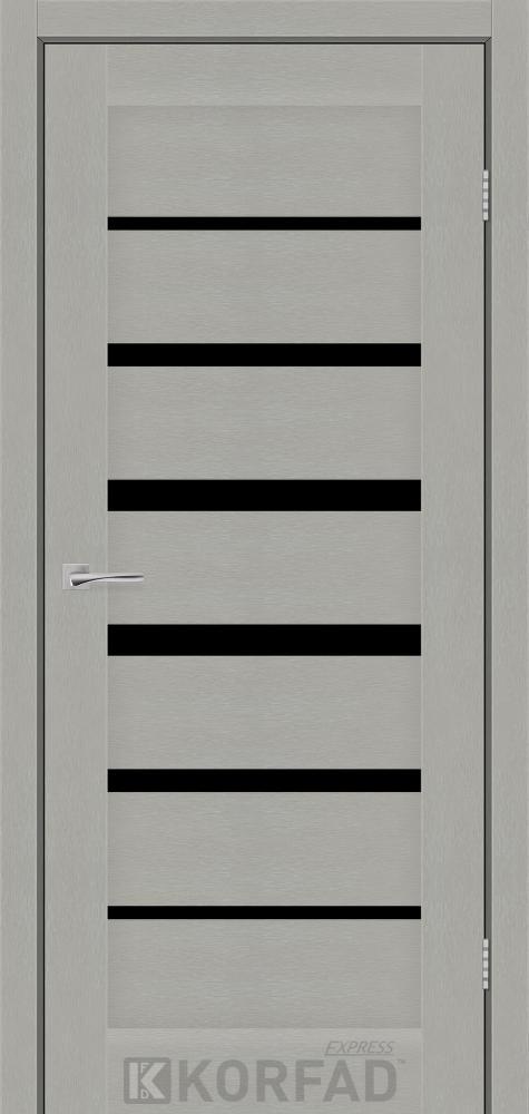 Двері міжкімнатні Korfad Express Pesto - Сатин перлинний (з чорним склом), фото 1