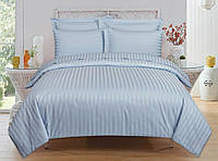 Комплект постельного белья Страйп сатин Нежно голубой Семейный размер 200х220, 2 пододеяльника