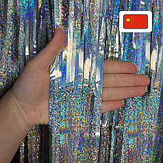 Штора-дощик (Китай) 016 голографія срібло 200*100