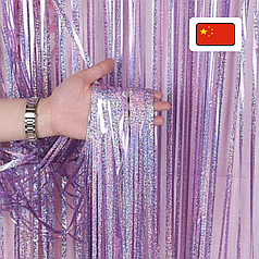 Штора-дощик (Китай) 015 голографія рожева 200*100