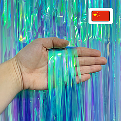 Штора-дощик (Китай) 033 перламутр блакитна 200*100