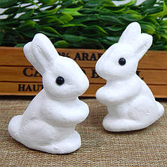 Пасхальний декор, Зайчик пінопластовий, 7,5 см, білий