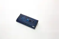 Жіночий гаманець під крокодил синій