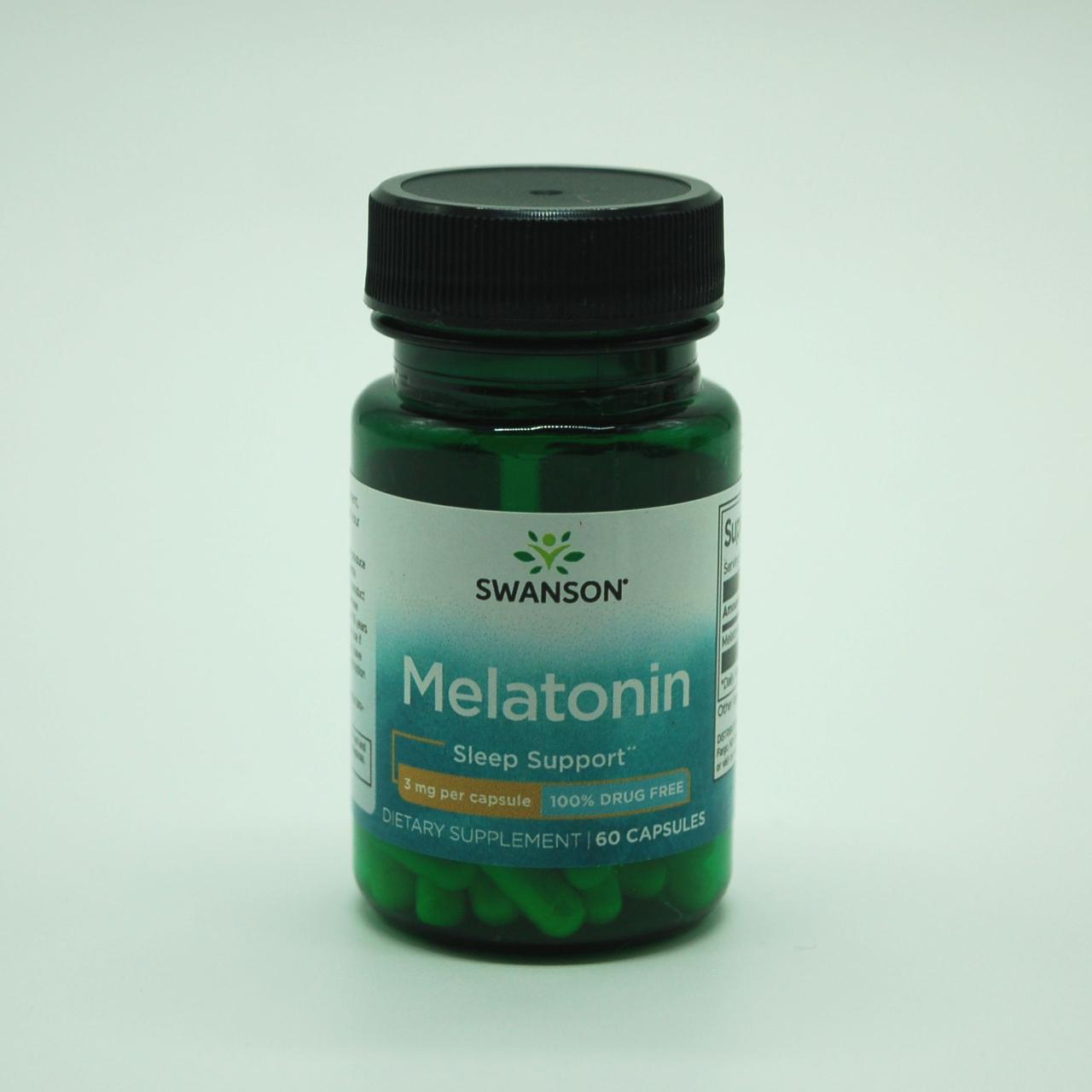 Мелатонін, Melatonin, Swanson, 3 мг, 60 капсул